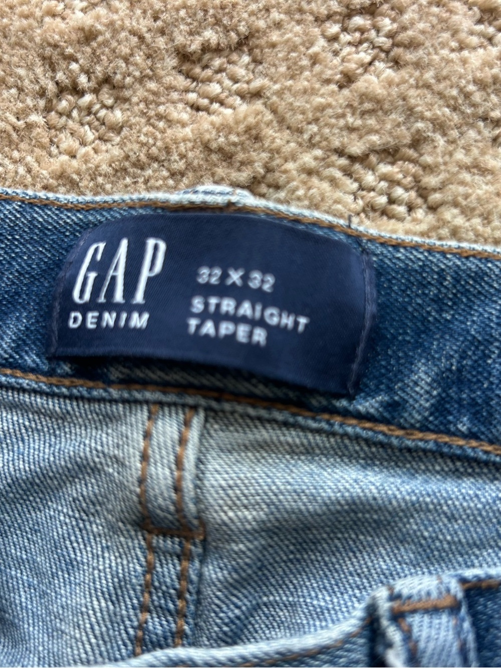 GAP Denim Straight Taper Jeans - Light Blue with Orange Stitching